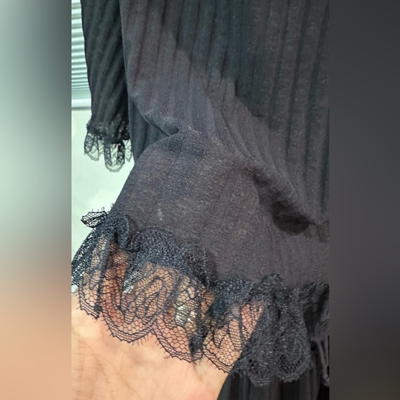 See by Chloe Tiered Plisse Self-Tie Shift Dress Navy Small - Picture 12 of 15